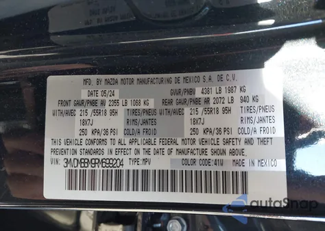 2024 Mazda Cx-30 2.5 S Select Sport from USA, damaged, VIN 3MVDMBBM9RM699204